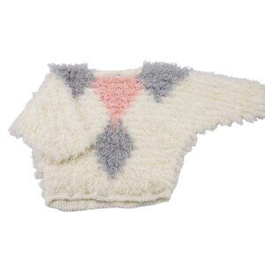 Vintage Sideffects‎ Hand-Crochet Sweater With Shaggy Textured Knit sz Large 80s